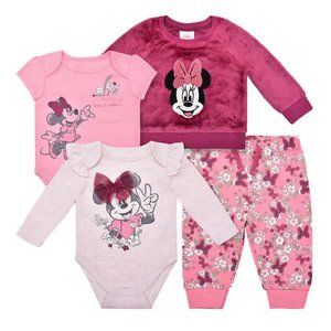 NWT Disney Minnie Infant 4-piece Pink & Grey Plush Layering Play Set - 3M
